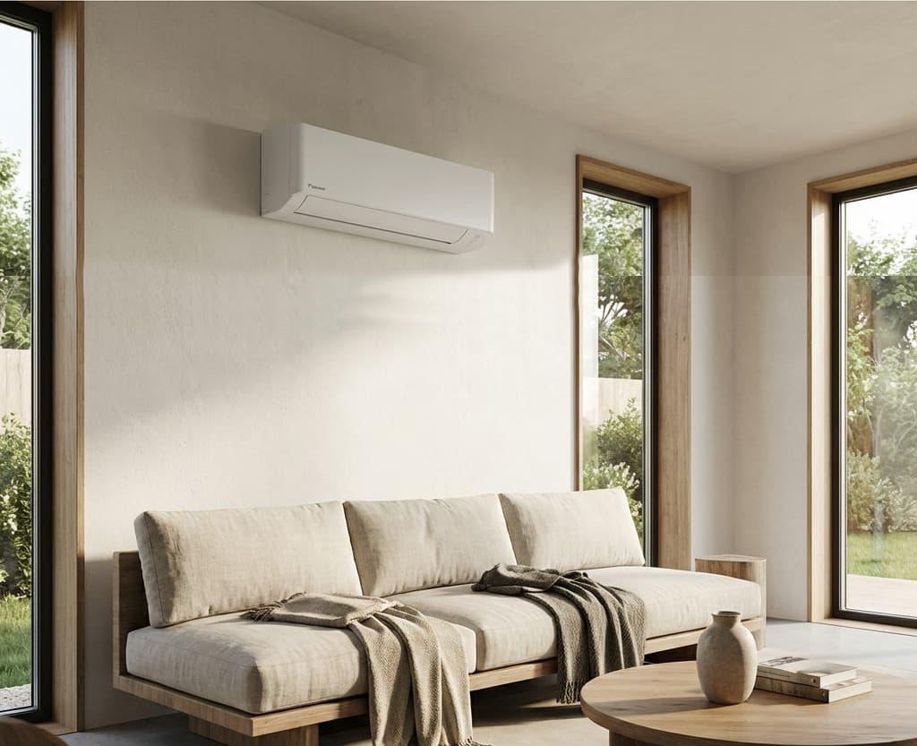 Climatisation mono-split murale dans une pièce de vie